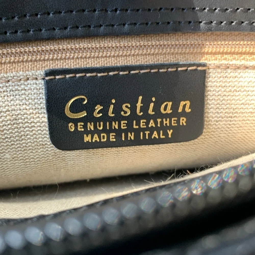 Cristian made in Italy black leather tote bag